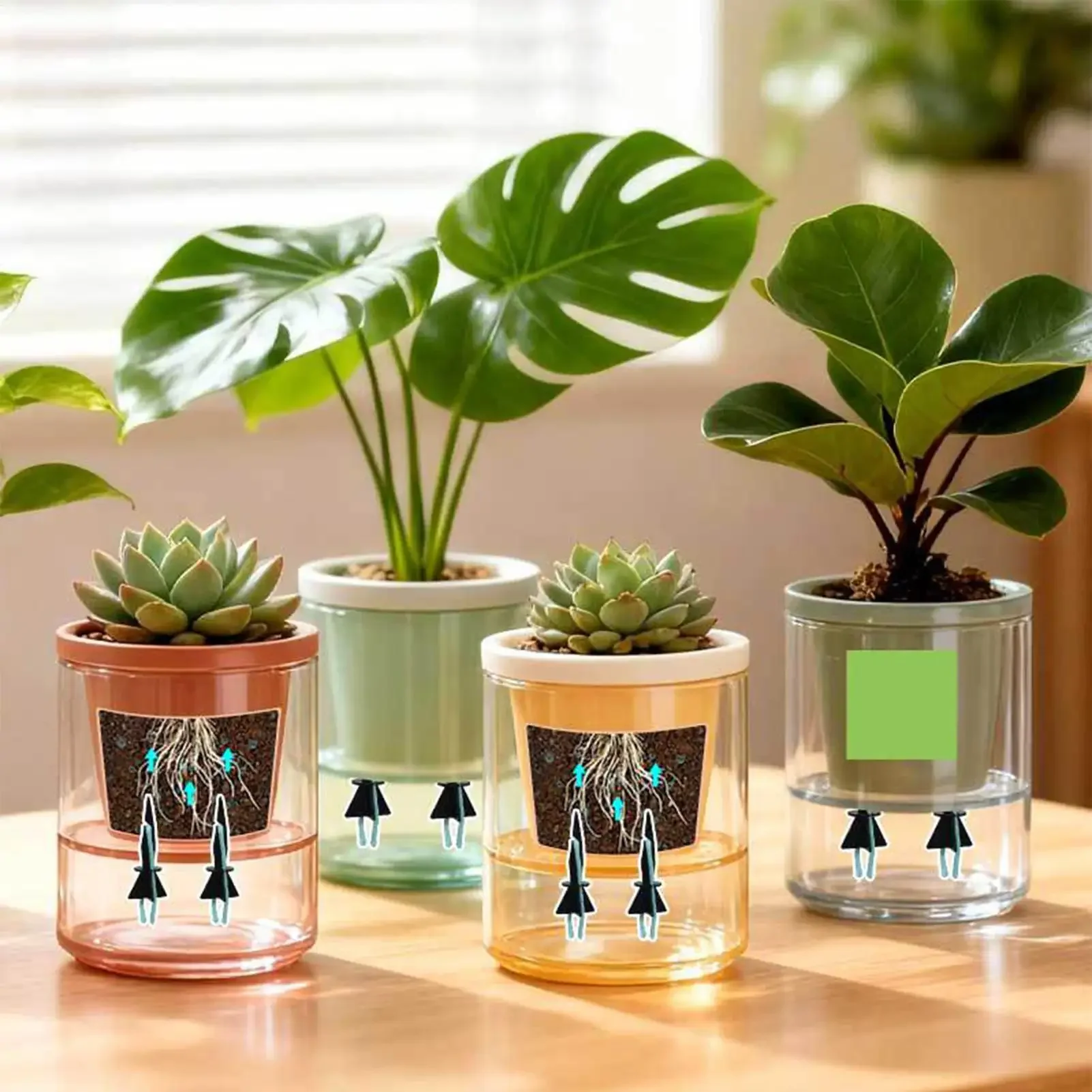 Self Watering Spikes 4 Pieces Automatic Reuse Gardening Supplies Vacation Plant Watering Devices For Indoor Potted House Flowers