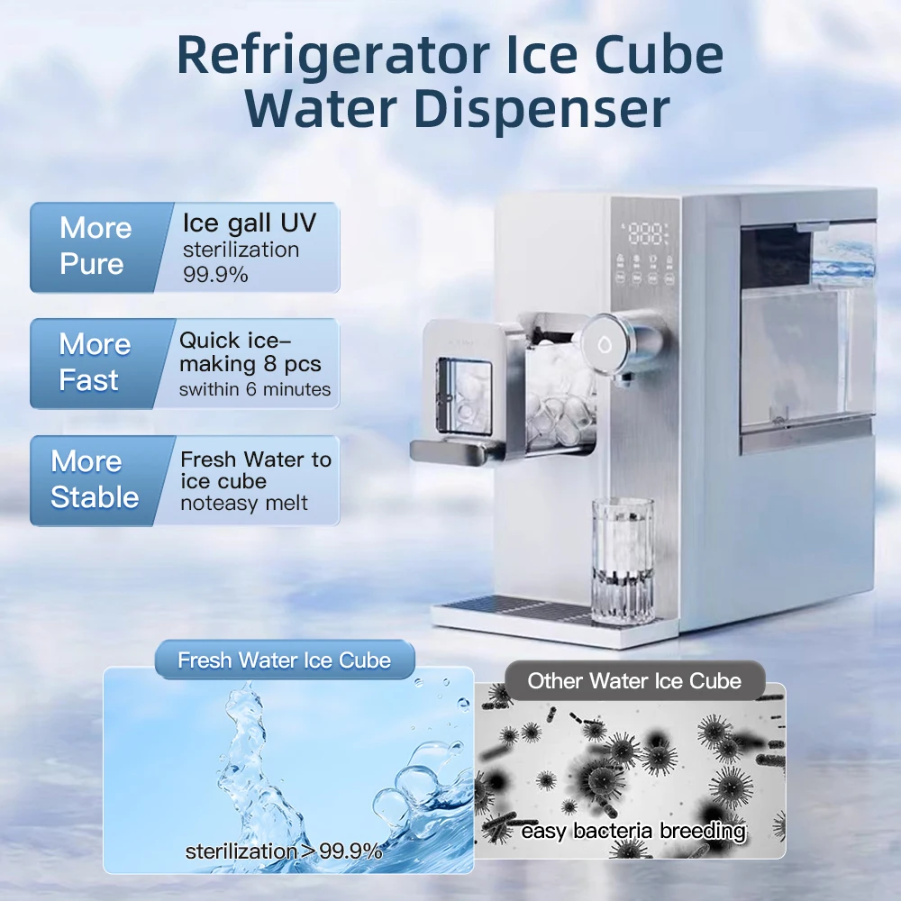 Commercial Ice Machine Countertop Ice Maker Steel Ice Cube Maker with Cool Water Dispenser for Office Automatic Water Dispenser