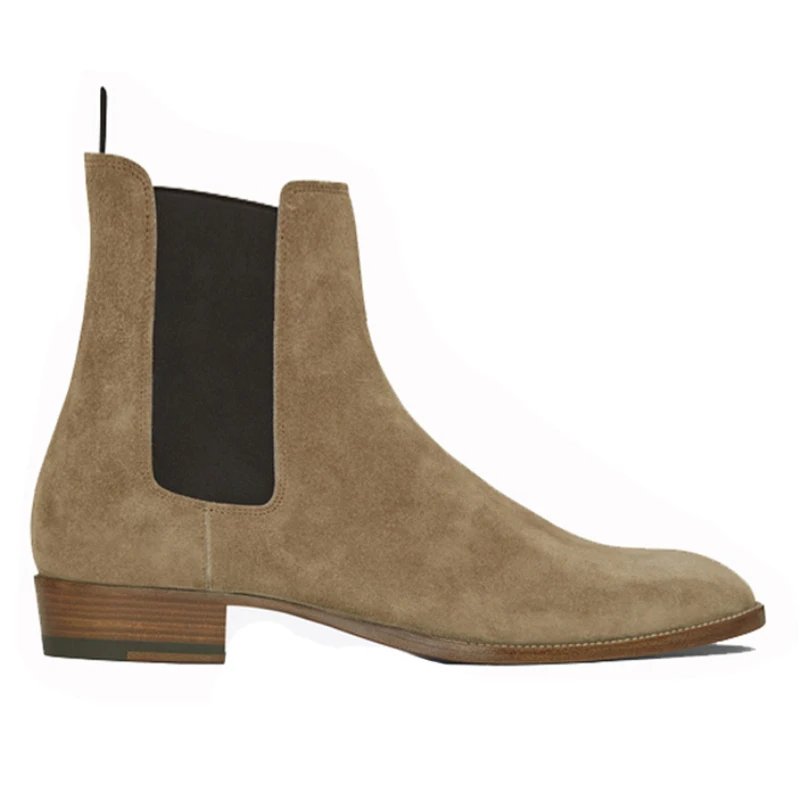 

Men's Pointed-Toe Chelsea Boots - Genuine Leather and British Suede High-Tops