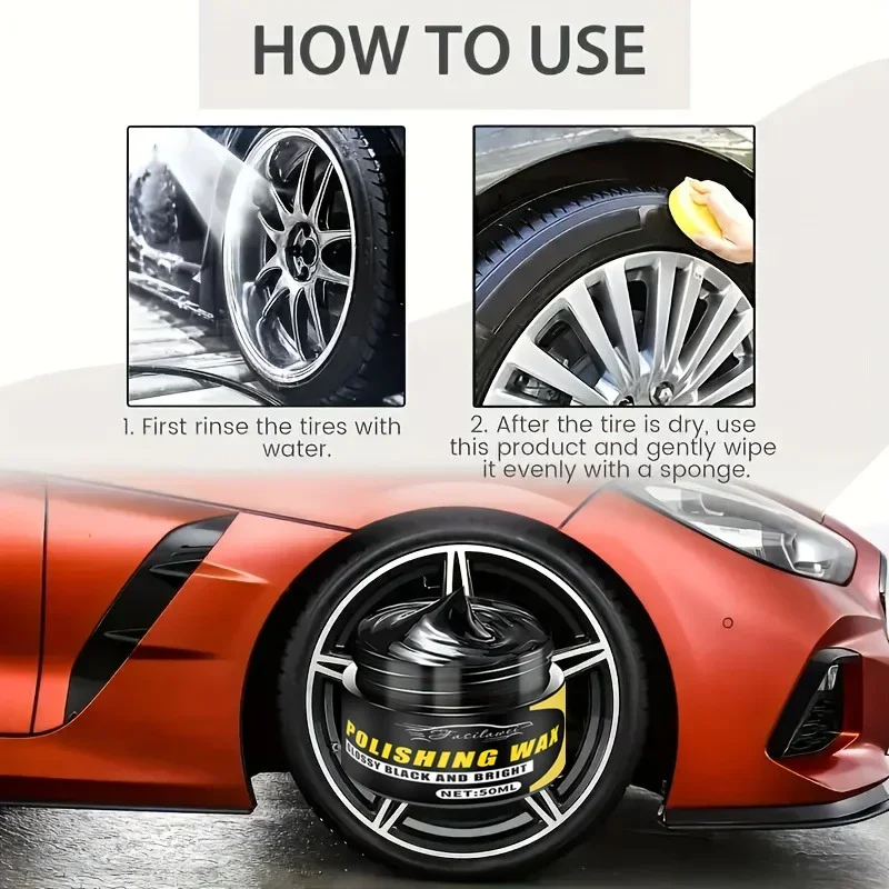 Fasilawei Tire blackening and brightening kit, tire and wheel hub polishing paste, multi-functional plastic retreading paste, su