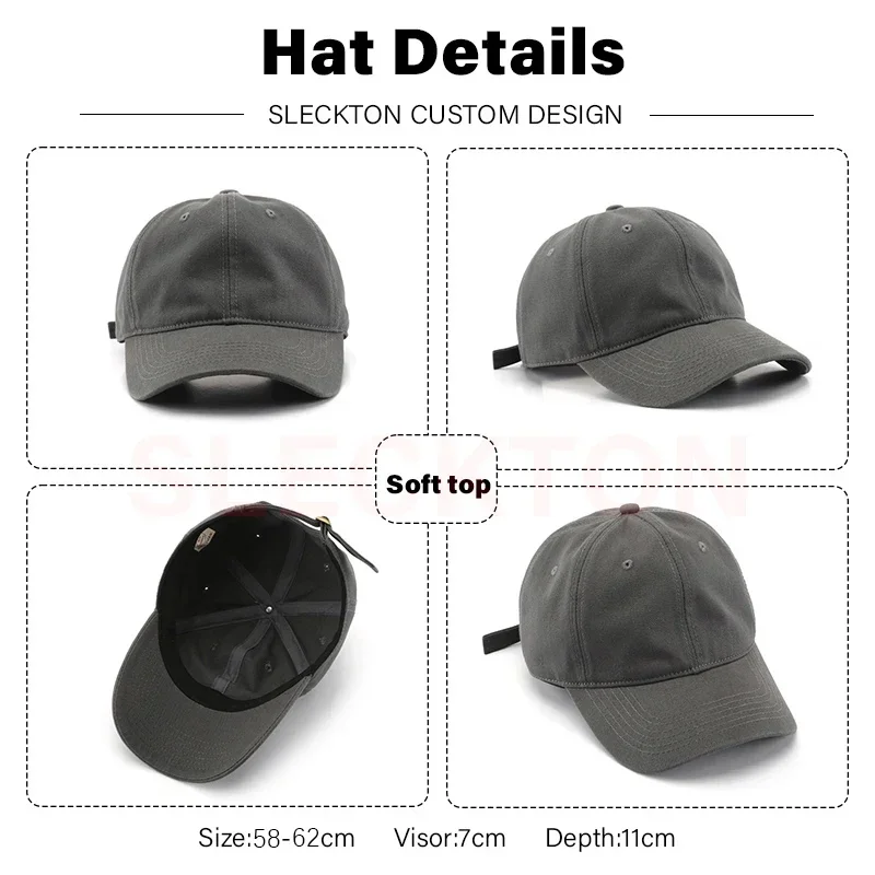 SLECKTON- Casquette de Baseball Personnalisée pour Homme et Femme, Chapeau avec Lettres Brodées, Logo en Coton, Vente en Gros