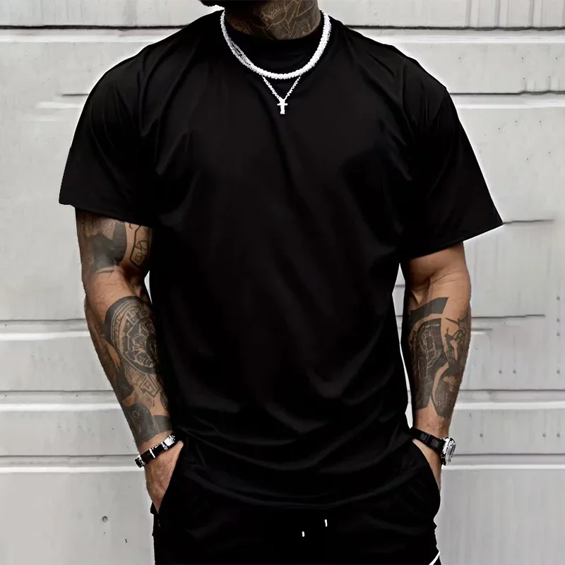 

Мужская футболка высокого качества из 100% хлопка с круглым вырезом и коротким рукавом, классические черные, белые однотонные футболки, весна-лето, повседневный крутой топ