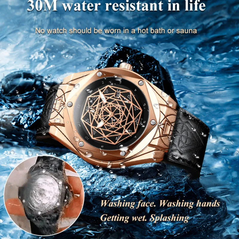 Men's Universe Waterproof Quartz Personalized Spider Web Luminous Watch