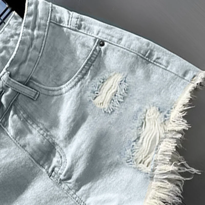 New Hot Girl Retro Irregular Distressed Ripped Denim Shorts 2026 Summer Women's Low-waist Causal Shorts view 4
