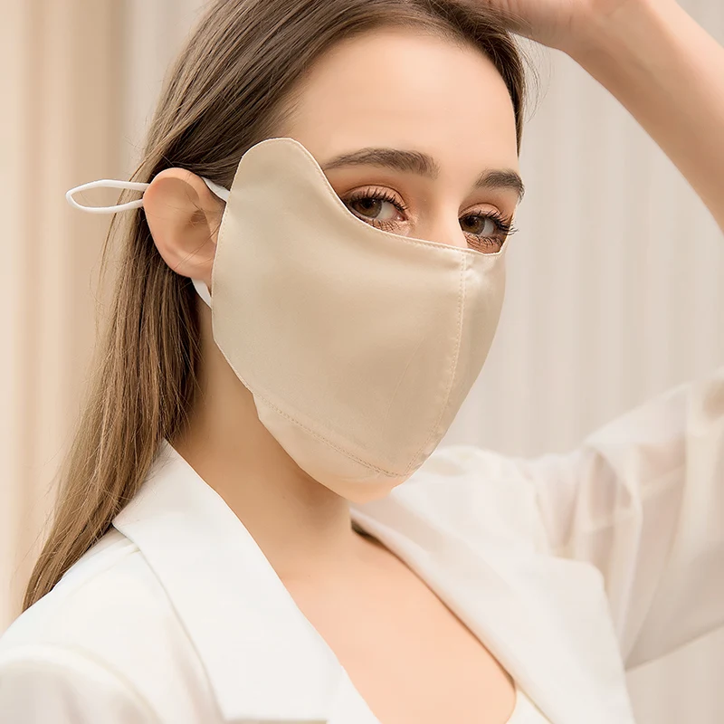 Maschera protettiva per gli occhi in seta maschera per la protezione solare femminile anti-ultravioletto maschera protettiva per allergie traspiranti maschera in seta di gelso sottile in estate