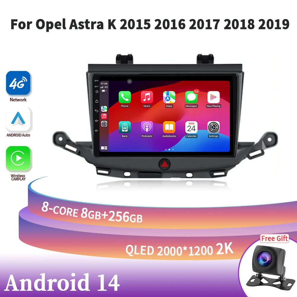 

Android 14 For Opel Astra K 2015-2019 Car Head Unit Radio Multimedia Navigation GPS Carplay Stereo 4G WIFI Display Touch Screen