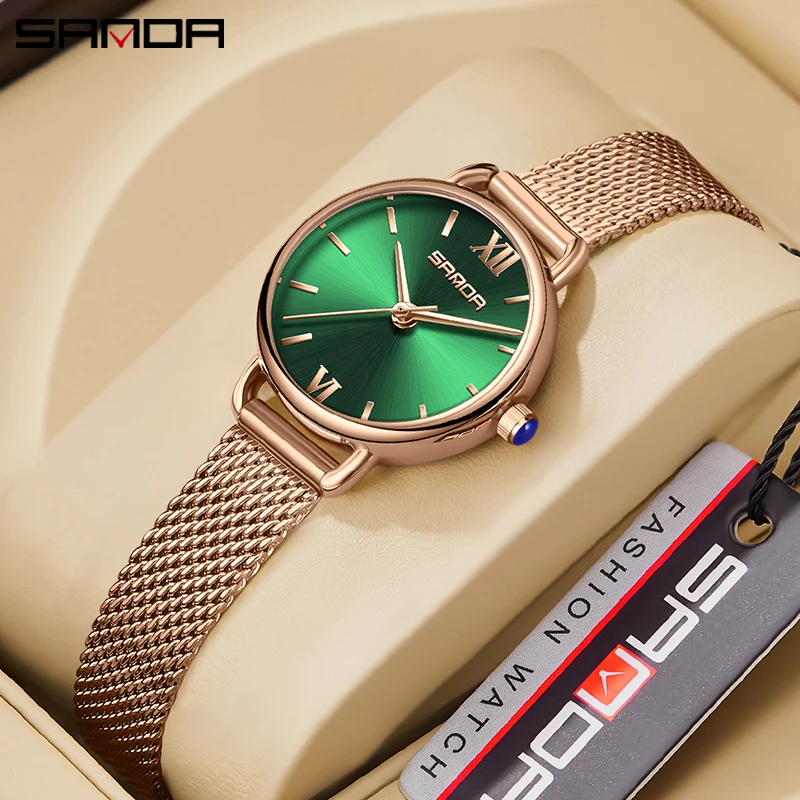 

Watch Fashion lovely Simplicity Waterproof Quartz 2023 Sanda 1118 New Watch Quartz Women's Belt Green Watch