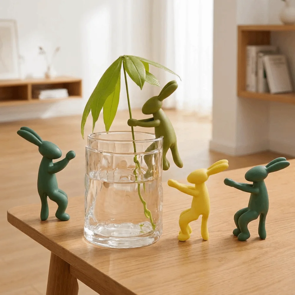 3PCS Plastic Rabbit Shaped Plant Propagation Buddy Colorful Decorative Plant Cutting Holder Rabbit Plant Stakes