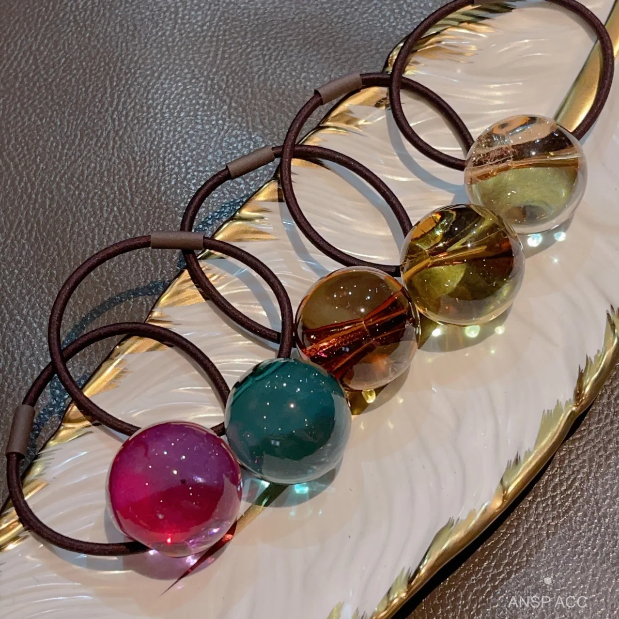 Cute Kawaii Colorful Beads Rubber Bands Korean Transparent Big Ball Fairy Ponytail Holder Simple Elastic Hair Bands Women Girls