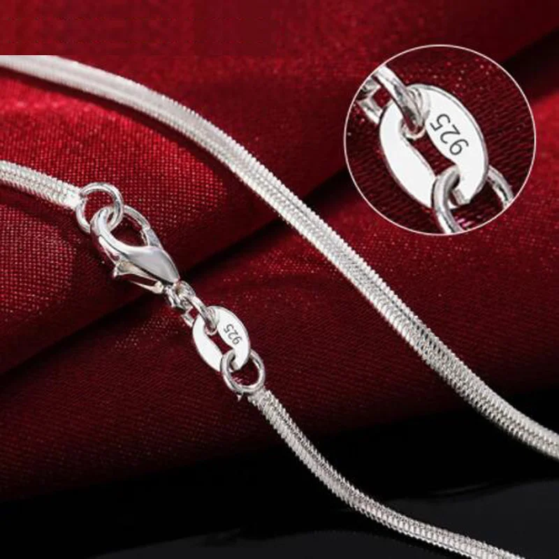

New Arrival 2MM 16inch-30inch Flat Snake Chain Necklaces Fine Men Jewelry 925 Sterling Silver Men Necklace Colar for Women
