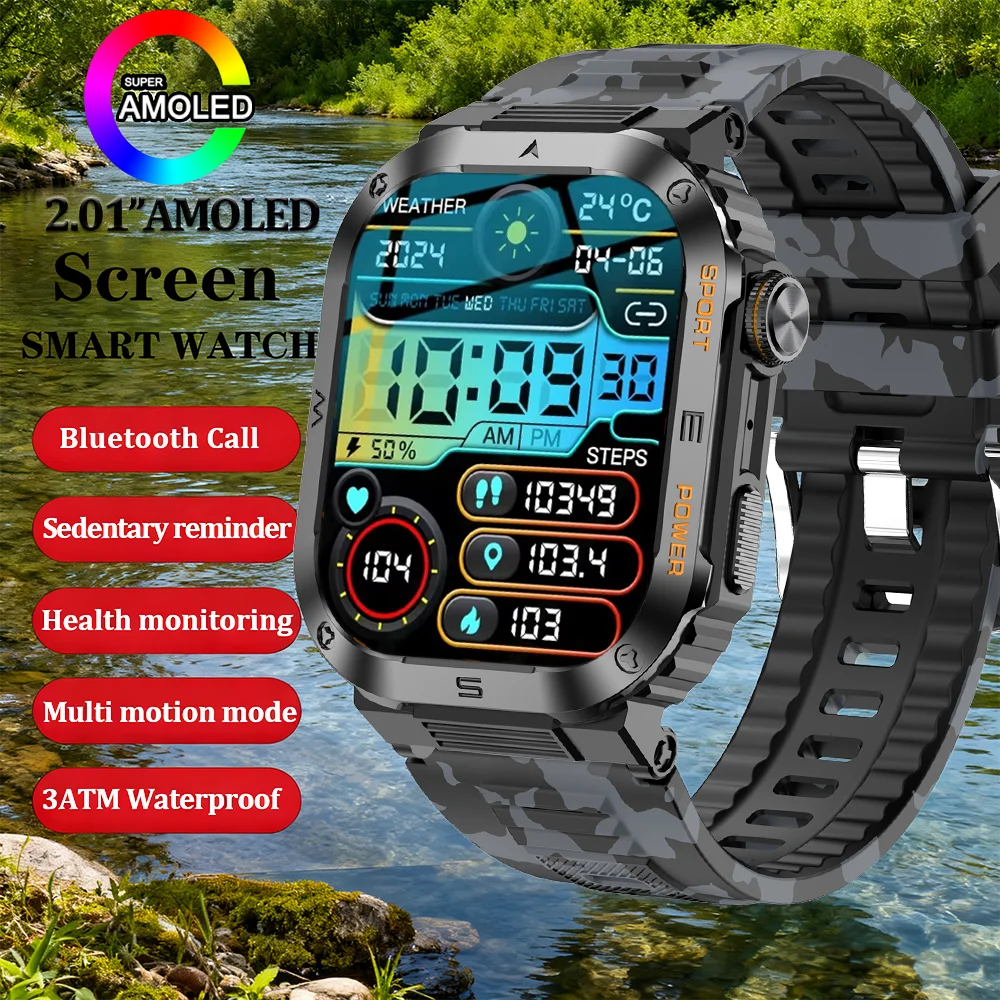 

From DAORKOW Military Smart Watch Bluetooth Call 100+ Sports Modes Health monitoring Activity Tracker Watch Outdoor Smart Watch