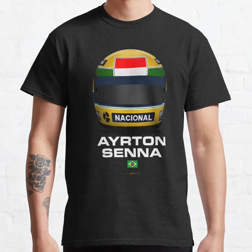 Ayrton Senna - 1988 F1 helmet The Legend formula 1 F1 drive to survive 100% cotton printed T-Shirt for men plus size clothing