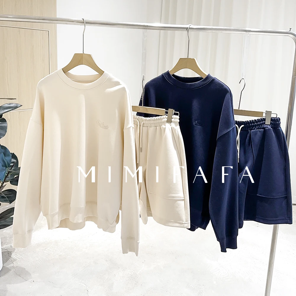 

Mimifa Casual Sportswear Set Loose Fit Simple Design New 25 Youth Men's Spring Summer Long Sve T-irt orts Ensemble