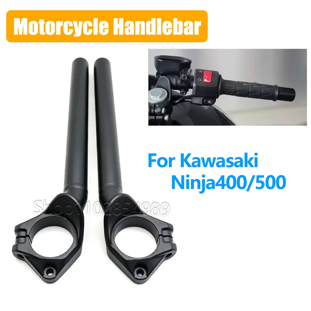 For Kawasaki Ninja 400 500 2018-2026 Ninja400 ABS Ninja500SE Motorcycle Black Left Right Handle Bar Clip-on Fork Tube Handlebars
