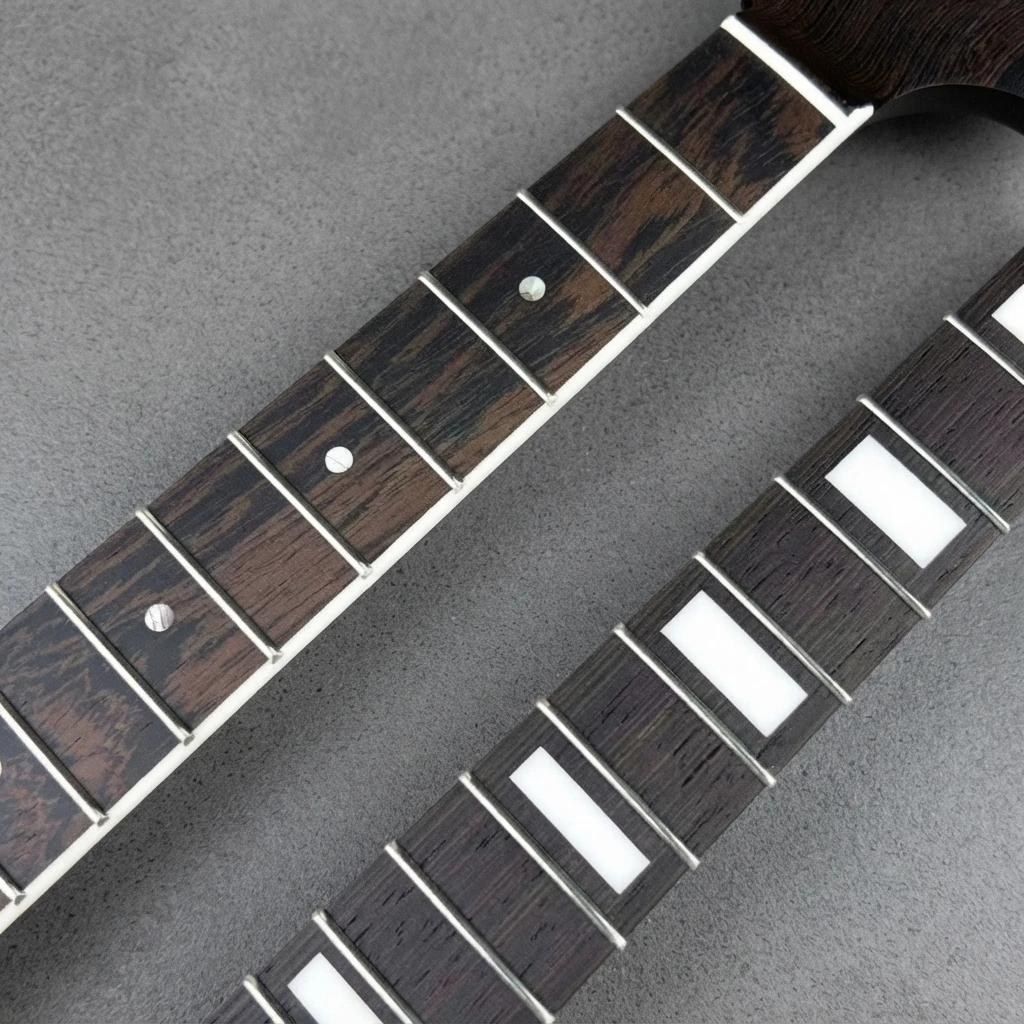 Premium Unfinished Offset Electric Neck, 22 Frets, Dark Wood Style, Truss Rod, No Paint, Short Scale, 56mm Heel DIY Replacement