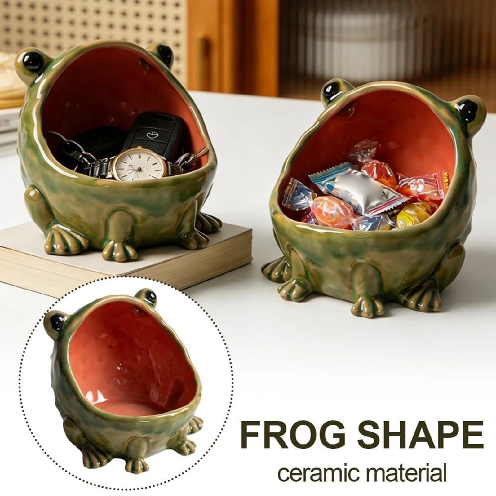 Ceramic Frog Cigar Ashtray Storage Bowl Creative Animal Ashtray Candy Sundries Container Entrance Home Desktop Decor Ornament ﻿