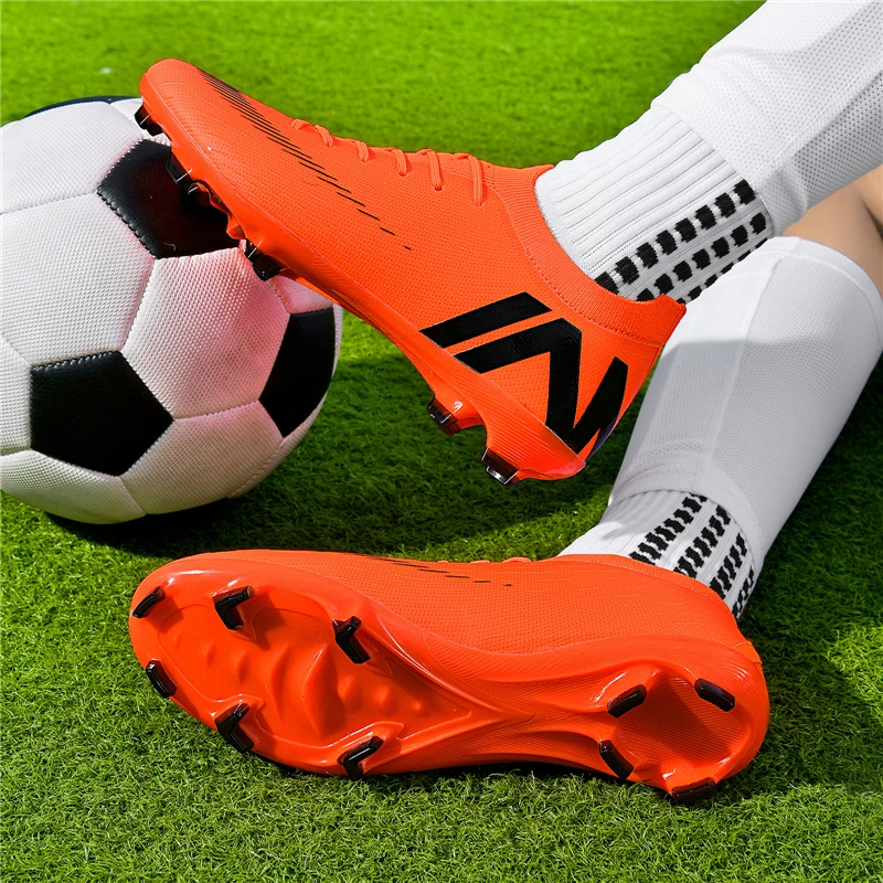 

Новые мужские футбольные бутсы для матчей, ультралегкие тренировочные кроссовки для футбола, дышащие, с длинными шипами, для зала и газона, прямая поставка
