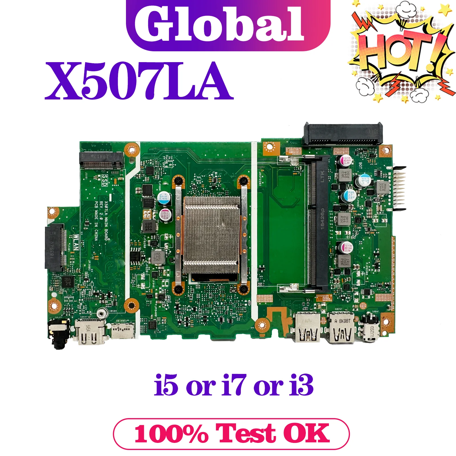 Płyta główna KEFU dla ASUS X507L A507LA R507LA F507LA X507LA A507L R507L F507L płyta główna laptopa I3 I5 I7 5th Gen