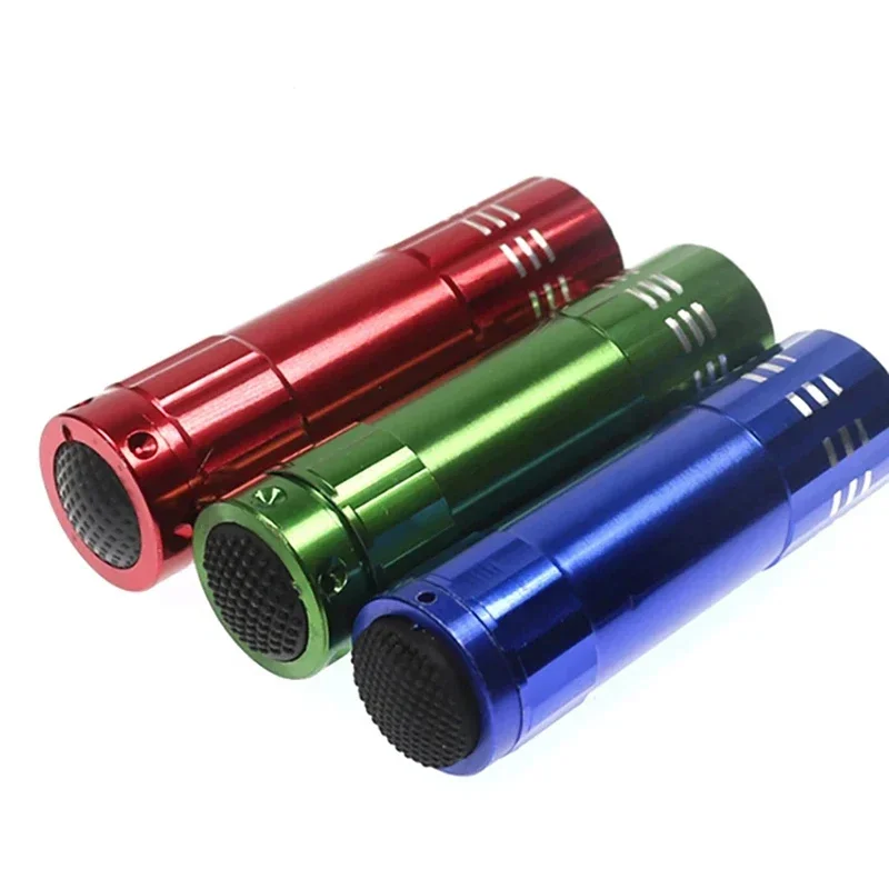 1Pcs แบบพกพาขนาดเล็กไฟฉาย9ไฟ LED โคมไฟลูกปัดอลูมิเนียม UV LED ไฟฉาย AAA แบตเตอรี่กันน้ำความสว่าง