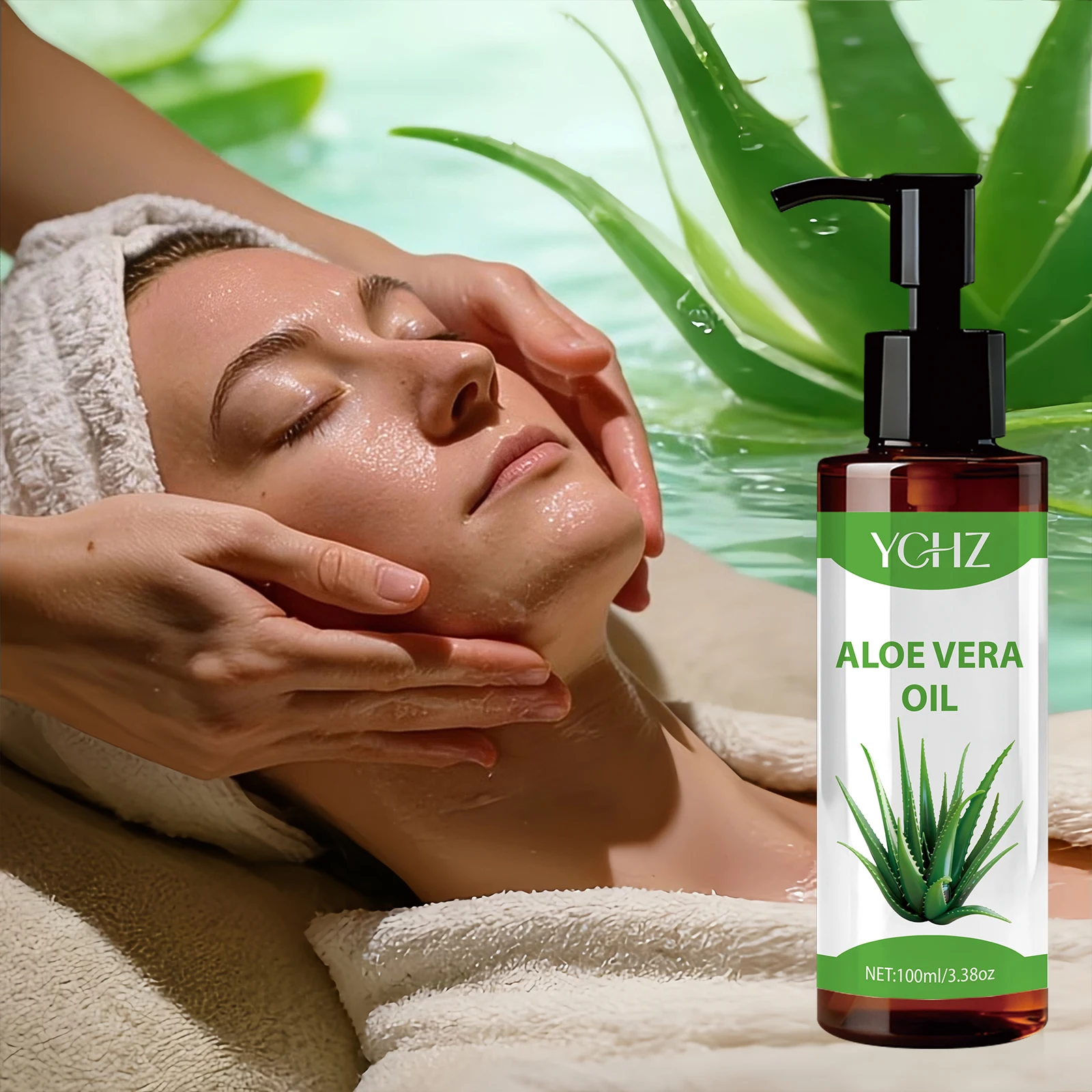 100% Natürliches Aloe Vera Öl - Schnell Einziehende und Nicht-Fettige Formel, Geeignet für Gesicht, Körper, Nägel, Haare, Wimpern, Massage, Diffusor