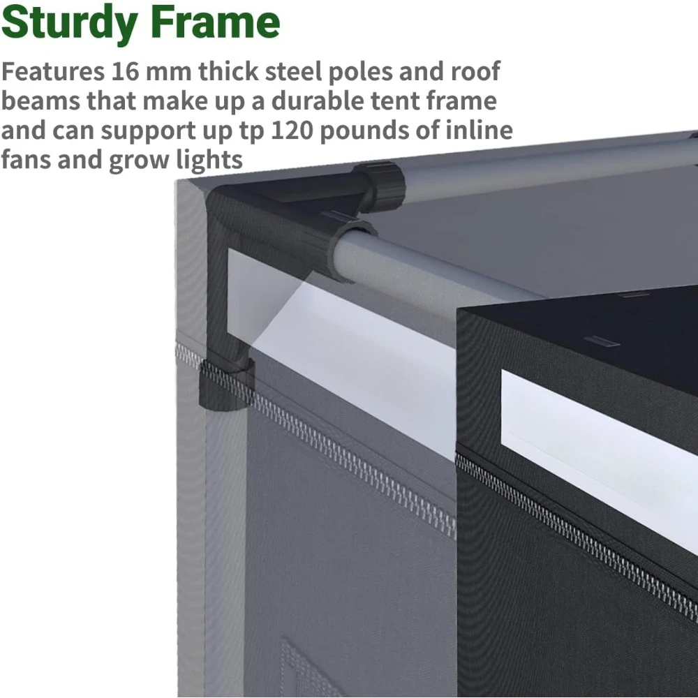 Тент для выращивания растений, семейная палатка для комнатных растений 48x48x78 дюймов, 600D майларовая гидропонная палатка для выращивания