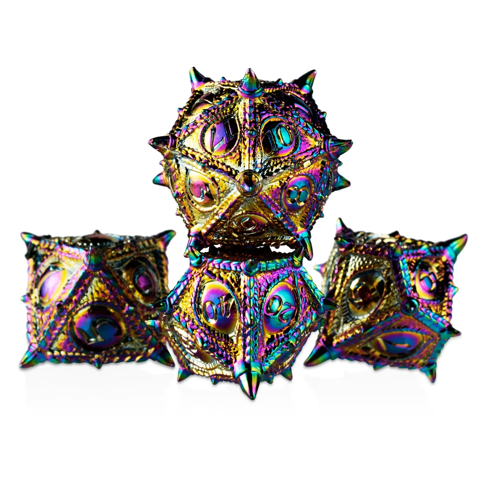 

Радужные кубики Многогранные металлические кубики с острыми краями Кубики дракона для настольных ролевых игроков Dungeons and Dragons Набор металлических кубиков DND