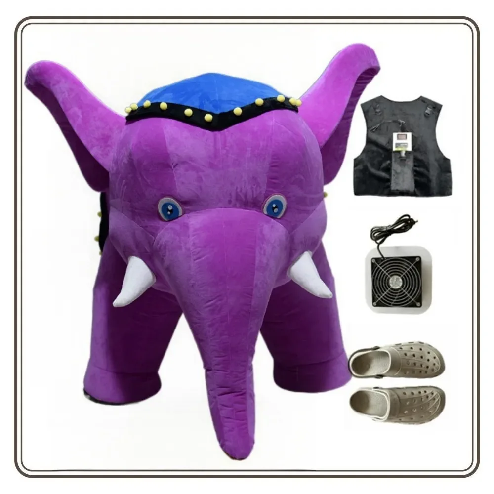 3D Inflatable Walking Elephant Mascot Costume for Entertainment ADs Adult Wearable Full body Purple Elephant Blow Up Suit