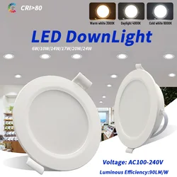 4PCS LED Downlight White Ceiling 6W 10W 14W 17W 20W 24W AC 220V 230V 240V led downlight Cold Warm white led light for Bedroom