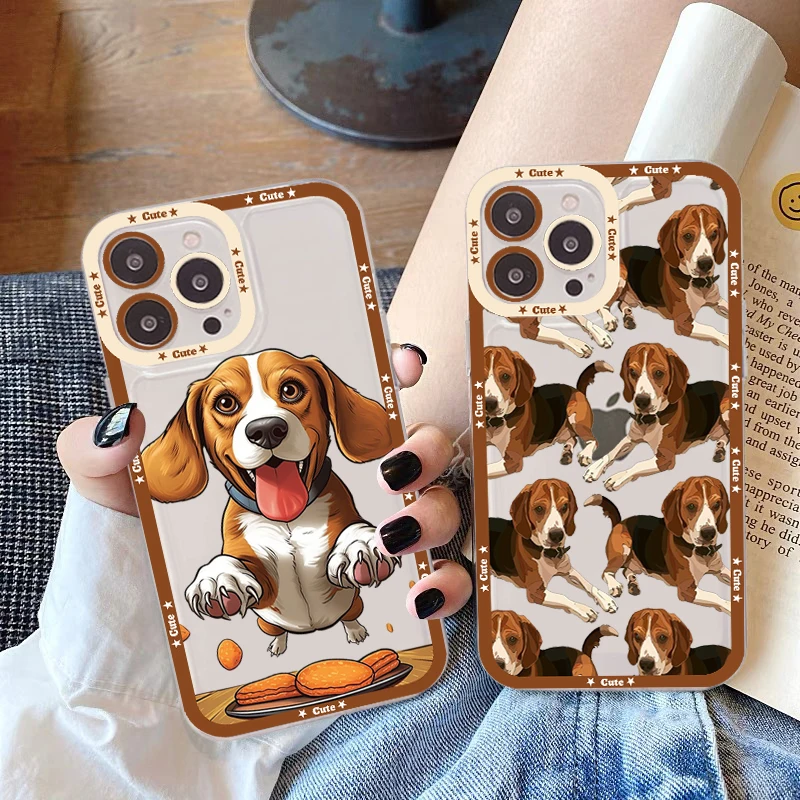 Beagle Dog Phone Case For iPhone 14 13 12 11 Pro Max Mini X Xs XR 6 7 8 Plus SE 2020 Transparent Case