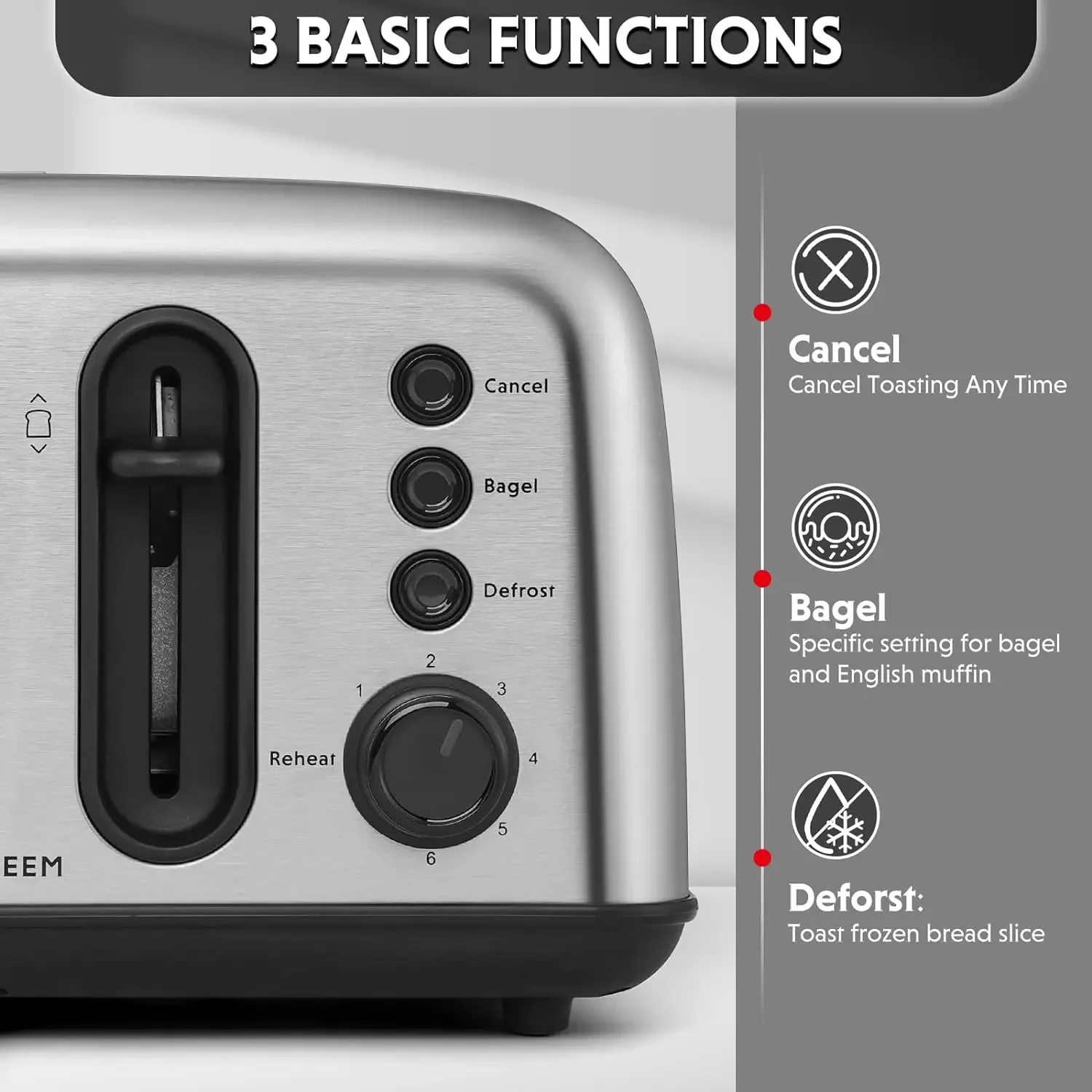 NEW DT440 4 Slice Toaster, Stainless Steel Toaster with Extra Wide Slots for Bagels, Muffins, High Lift Lever, 6 Shade