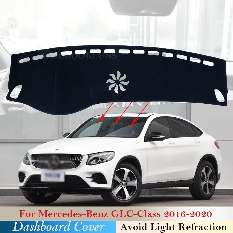 Nakładka ochronna na deskę rozdzielczą do Mercedes Benz GLC Class Coupe X253 C253 2016 ~ 2020 Akcesoria samochodowe Dywan przeciwsłoneczny 300 200 220