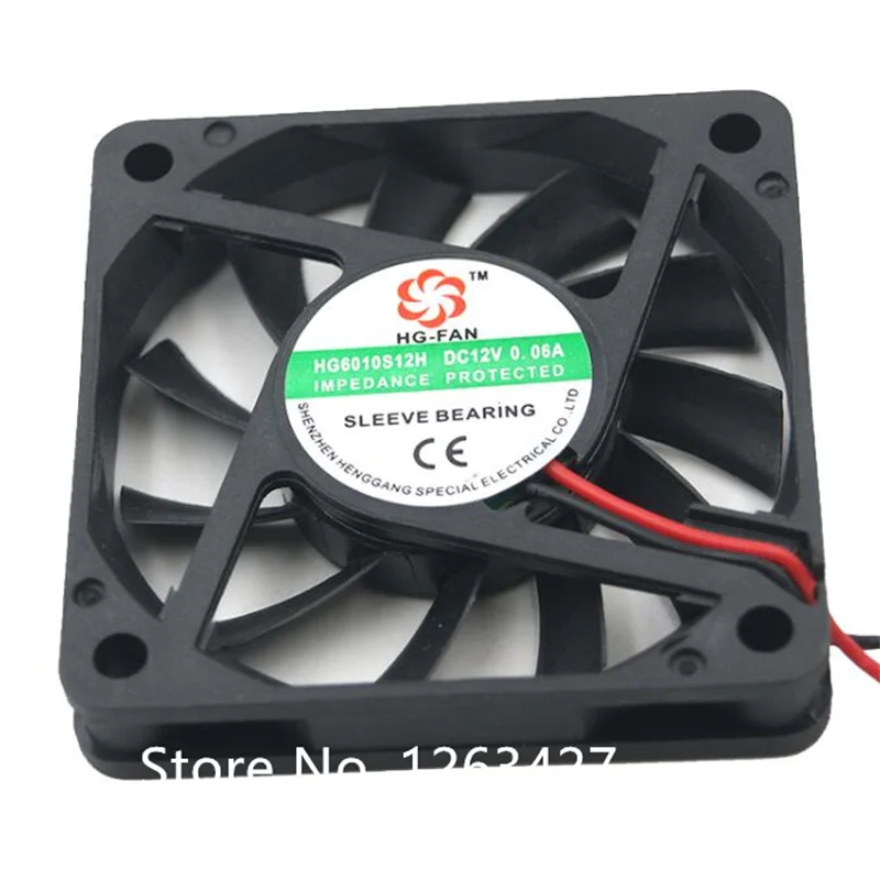 HG6010S12H 0.06A 6mm 6010 12V two-wire power supply chassis Medical instrument equipment Ultra-thin cooling fan