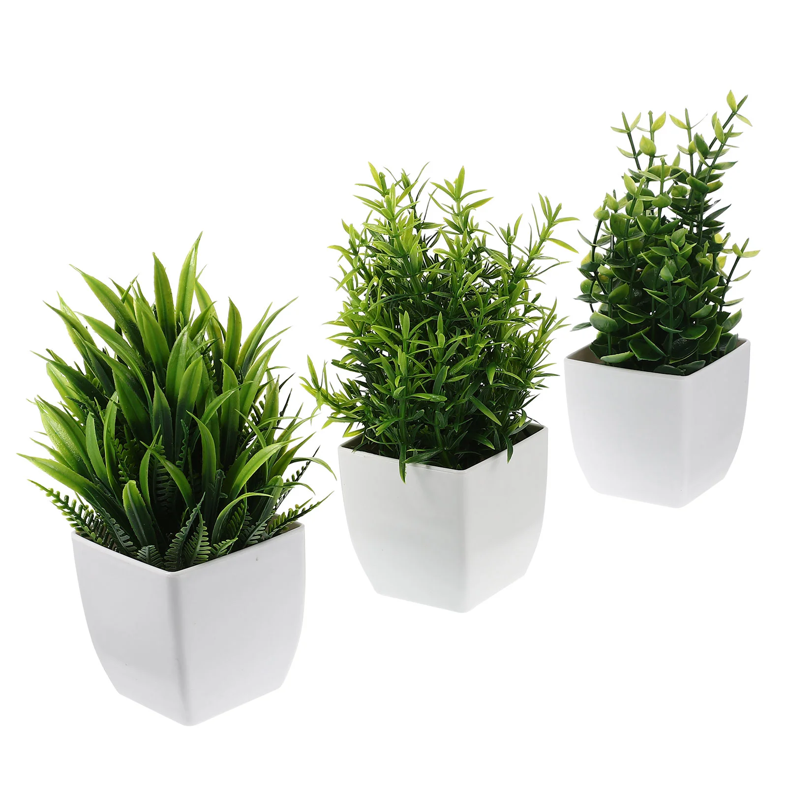 

3 Pcs Small Plant Simulated Potted Bonsai Figurine Fake Desk Artificial Adornments Faux Plants Indoor Green