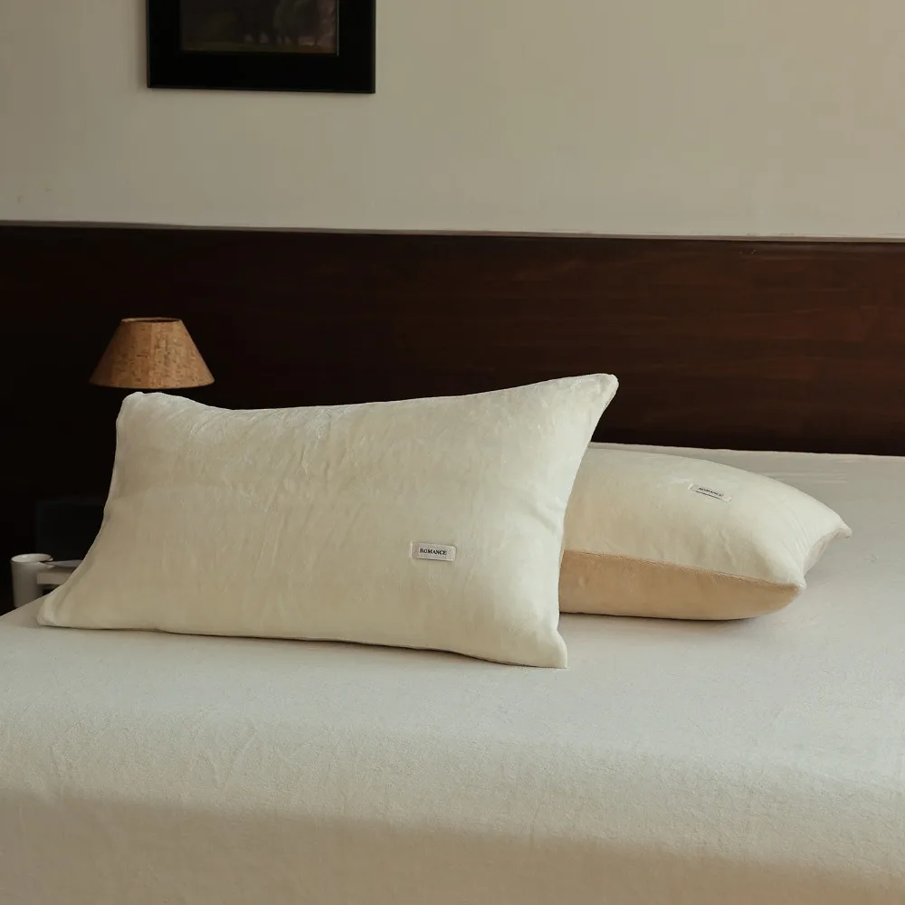 2PCS 48x74cm Milk Velvet Pillowcase Soft Breathable Simple Pillowcase Solid Color Rectangular Pillow Case Autumn and Winter