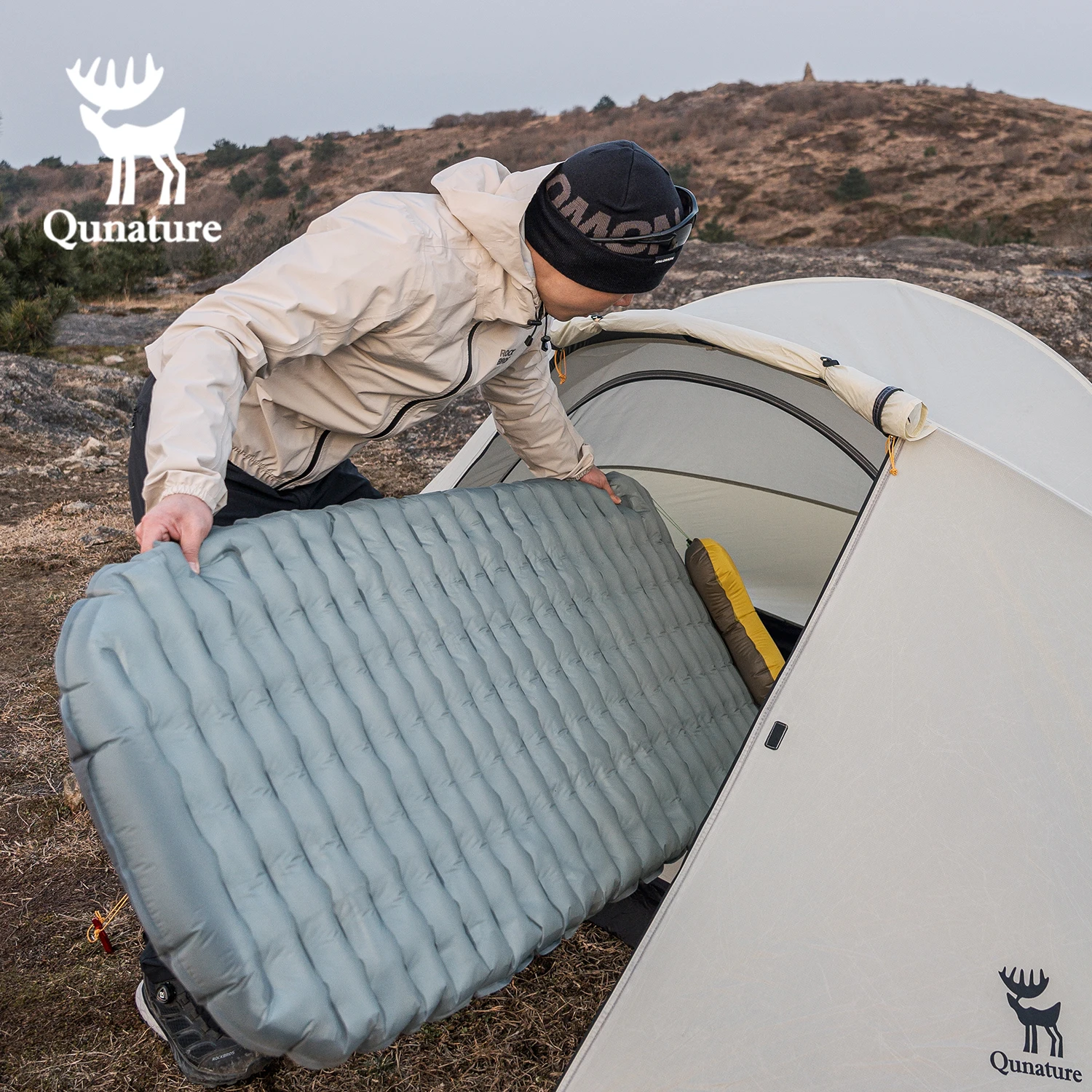 Colchón hinchable, colchón de dormir para camping al aire libre y tienda de campaña, colchón individual, colchón hinchable ligero con alto valor R, 8 cm con espesor aumentado, cama portátil para viaje y desplazamientos