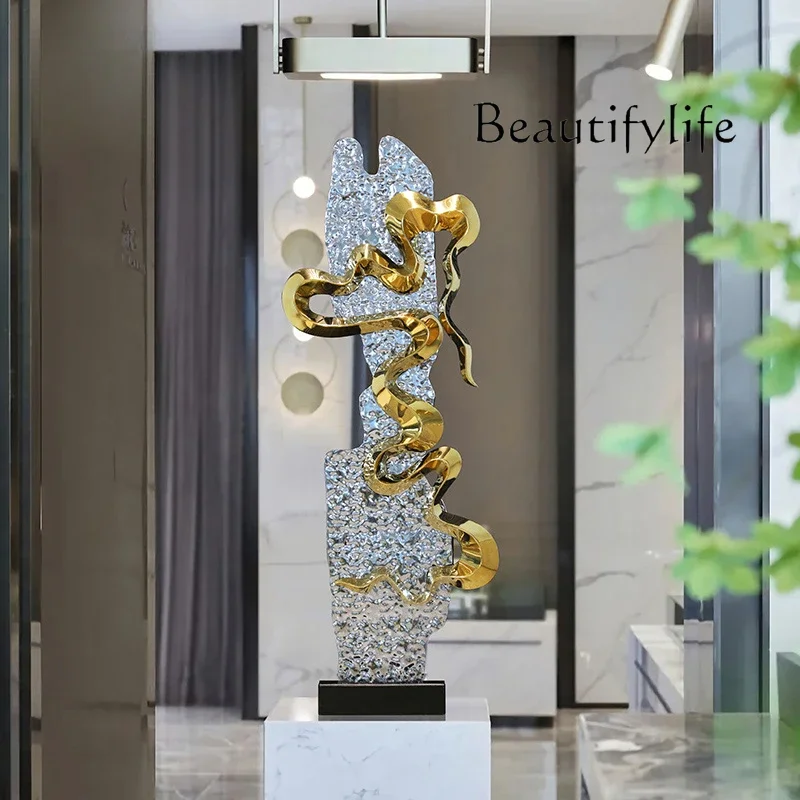 Living room large floor stainless steel ornaments hotel decorative artworks