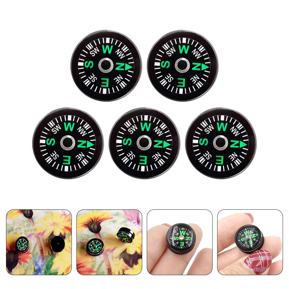 5 X Compass for Boating Mini Hiking Camping Accessories Backpack Survival Gear Acrylic Watch Band Navigation Child Black