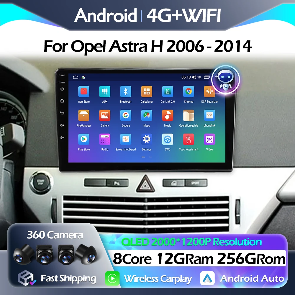 

Carplay Bluetooth For Opel Astra H 2006 - 2014 Multimedia Video Player Android Auto Navigation GPS WIFI