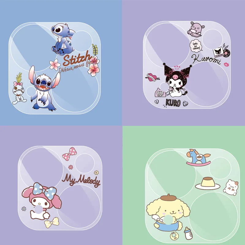 New Kuromi Lens Film For iphone 15 16Plus Sanrio Stitch for 13 MiniPro Max Kawaii Transparent Lens Tempered Anime Len Film