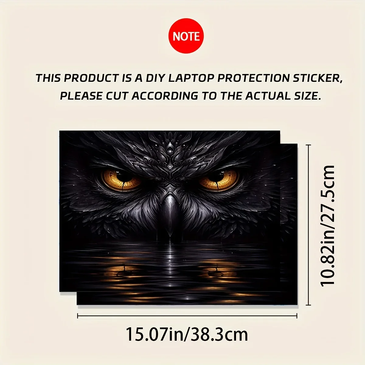 2-piece laptop art sticker owl pattern protective case, scratch resistant - waterproof, scratch resistant suitable for laptops