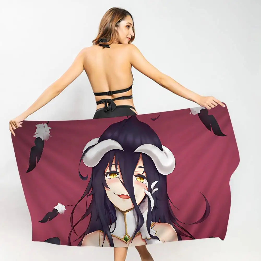 Gamer Albedo Anime Sexy Girls Microfiber Beach Towel Absorbent Quick dry Soft Yoga Swimming Resort Mountain Climbing Towel