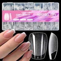 600PCS Short Coffin Nail Tips X Short Ballerina Clear Fake Nails Full Cover Acrylic Nails Tips for Nail Salon Home DIY