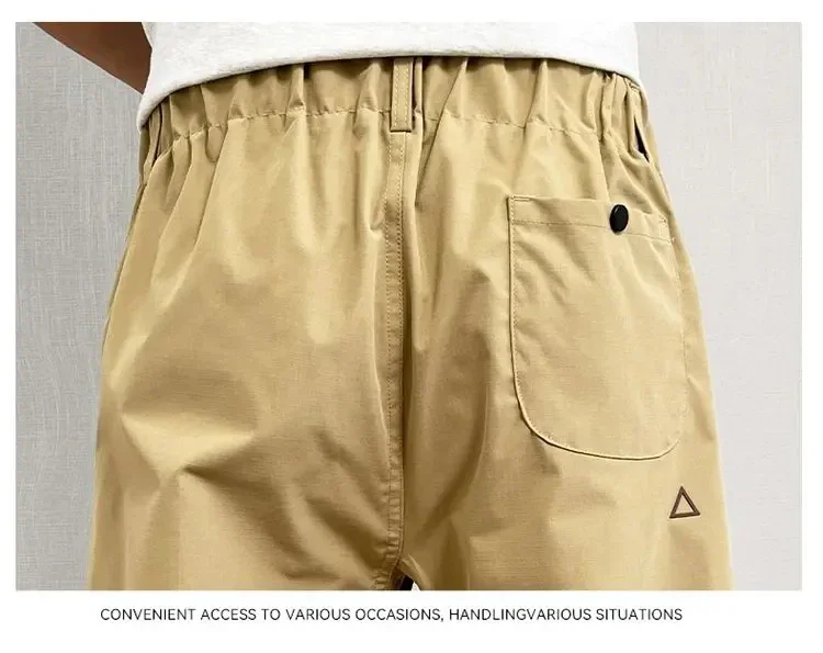 Sommerliche dünne Cargohose für Herren, lässige, schmal zulaufende Hose mit Reißverschlusstaschen, schnell trocknende Streetwear-Hose für den täglichen Gebrauch im Freien, S-3XL – Detail 16