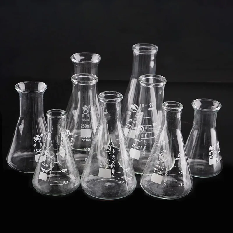 

1pc 50ml/100ml/150ml/200ml/250ml/300ml/500ml/1000ml Borosilicate Glass Conical Erlenmeyer Flask for Lab Chemical Equipment