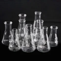 1pc 50ml/100ml/150ml/200ml/250ml/300ml/500ml/1000ml Borosilicate Glass Conical Erlenmeyer Flask for Lab Chemical Equipment