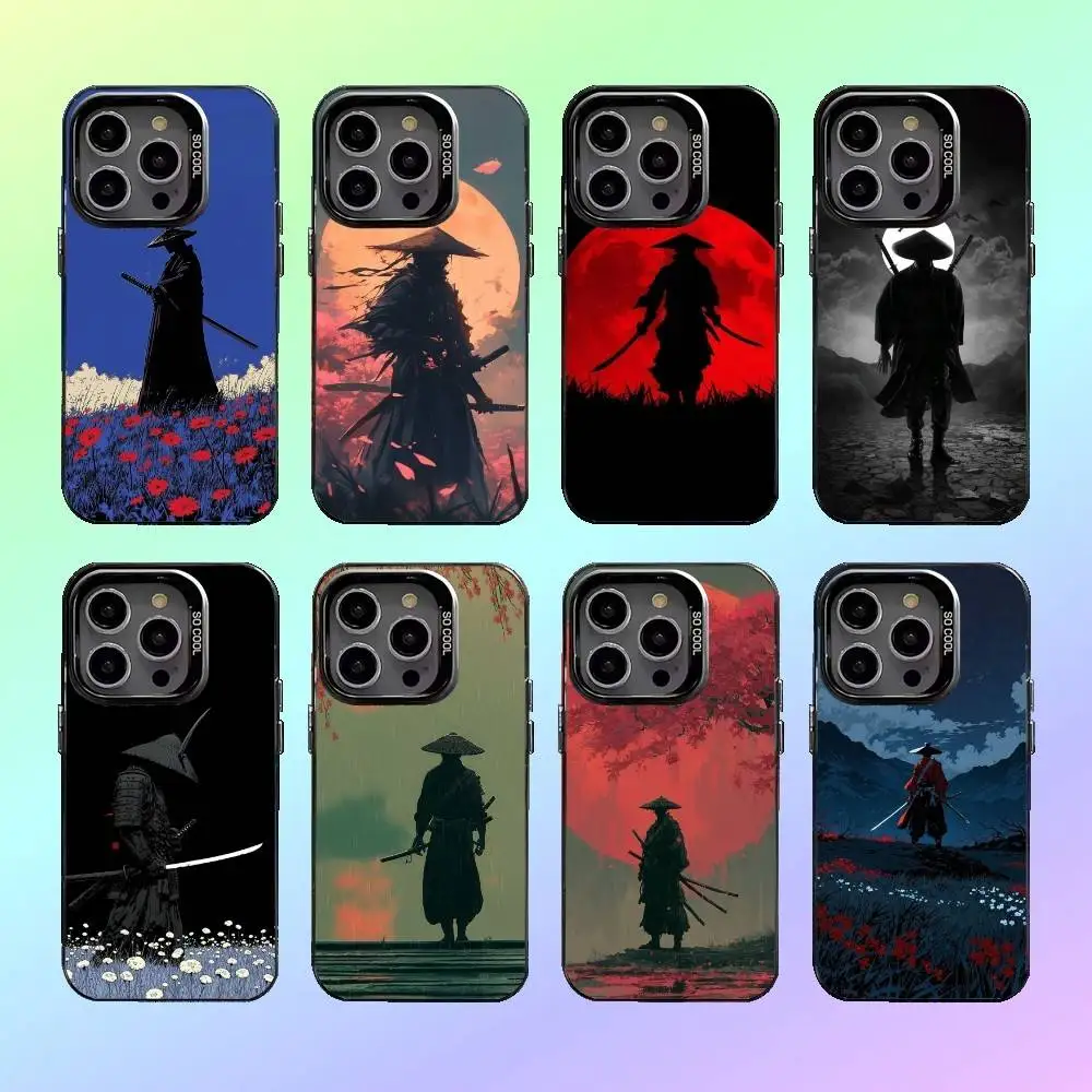 

Japanese Bushido Samurai Phone Case For iPhone17,16,15,14,13,12,11 Colored Silver Plated Inside Cover