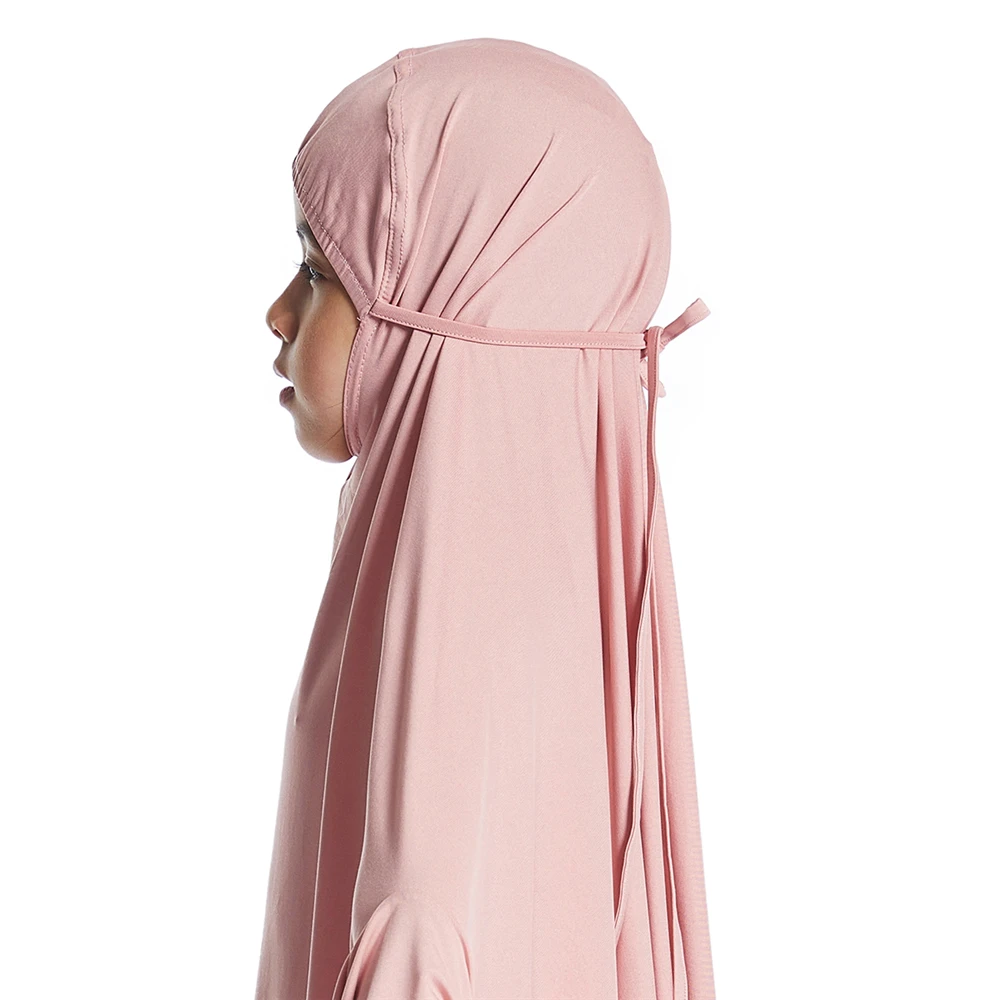 Traje de dos piezas de encaje con capucha para niñas musulmanas, Hijab Abaya, Túnica Khimar, Falda de tubo, ropa de oración islámica, vestido de