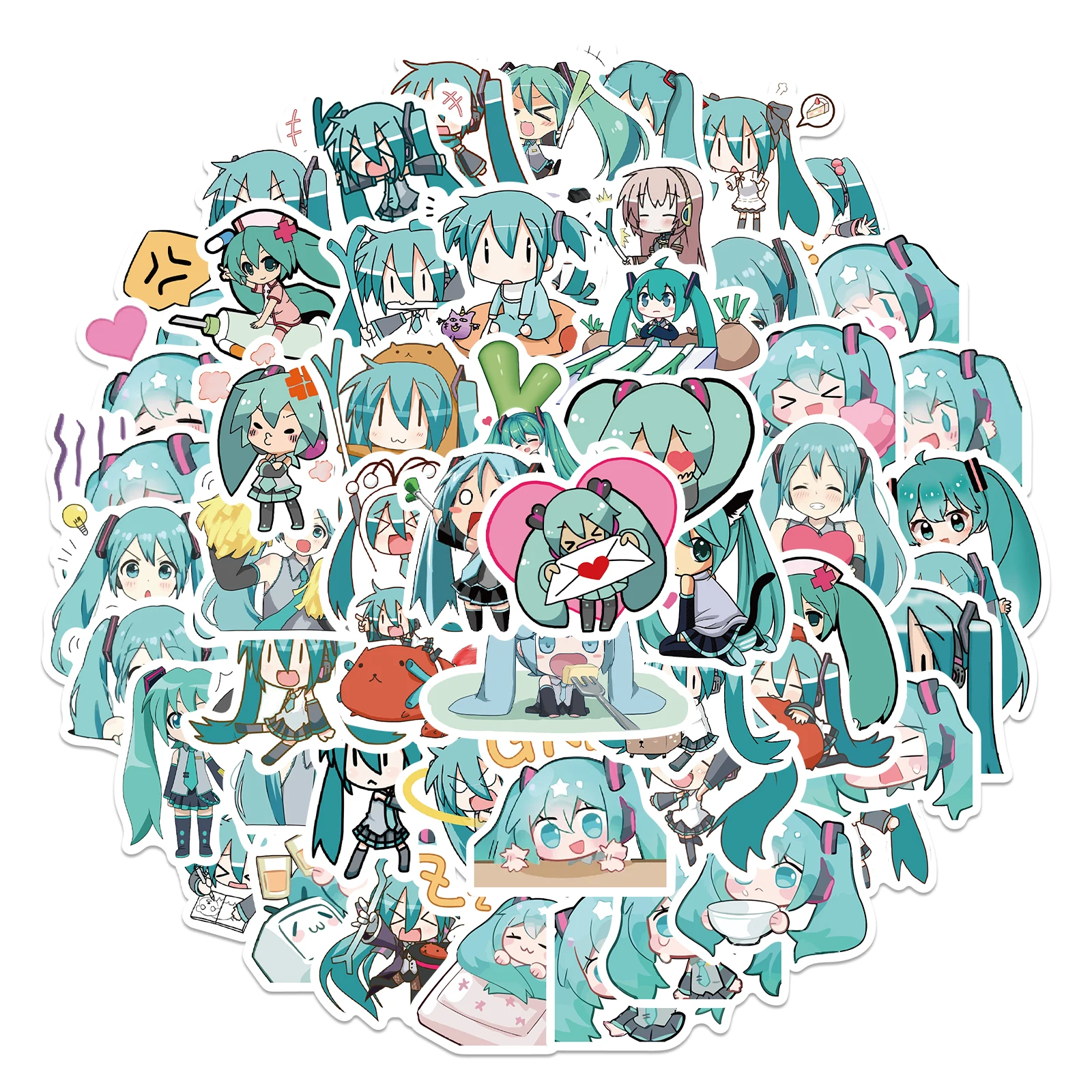 10/25/50pcs Cartoon Anime Hatsune Miku Stikers Skateboard Guitar Laptop Bicycle Kids Waterproof Stikers Toys