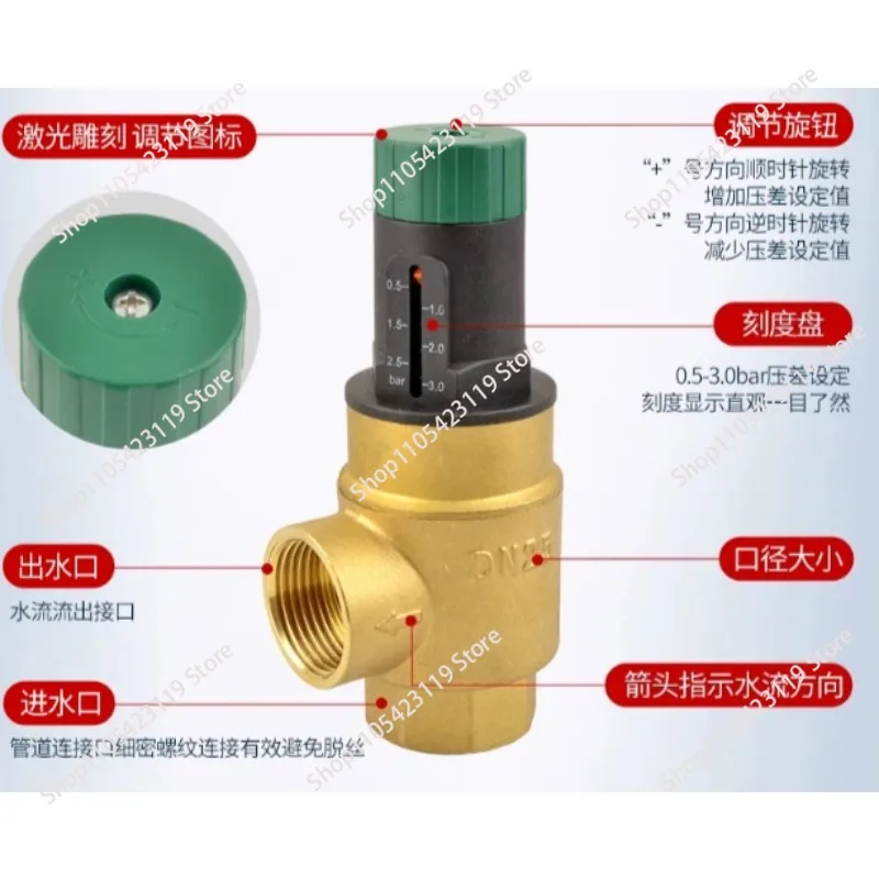 Suitable For   Balance Differential Pressure Bypass Valve Visual Adjusted for Air Conditioning Heat