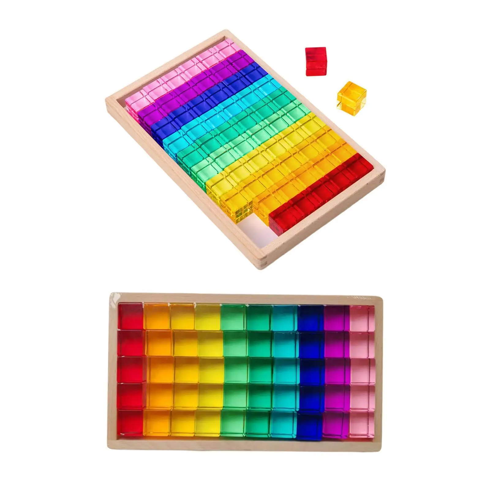 

Rainbow Building Cubes Stacking Game Color Perception Learning Fine Motor Skills Stacker Acrylic Cubes for Kids Boys Gift